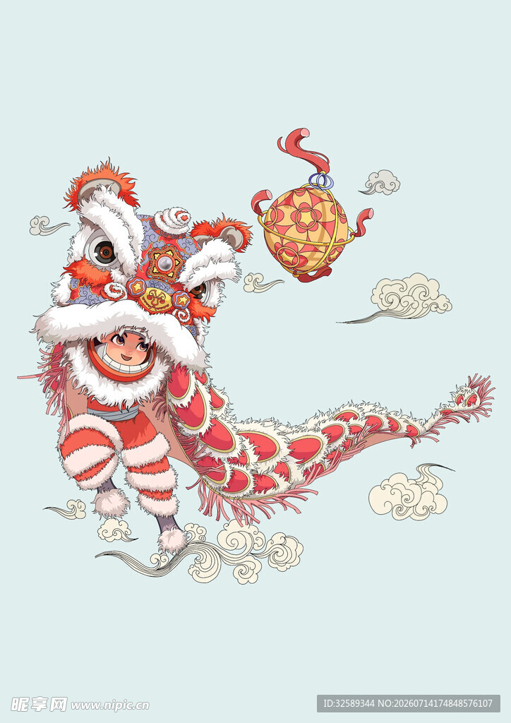 舞狮贺岁图