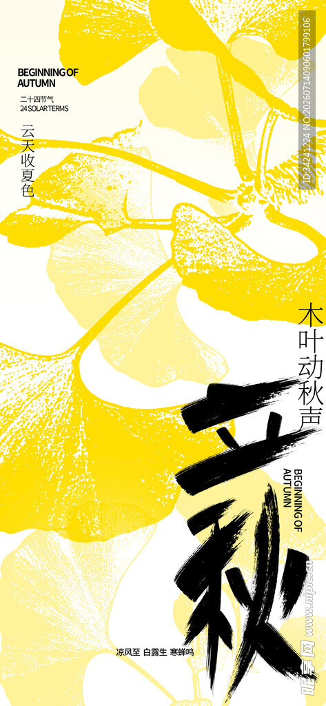 立秋时节金黄树叶展秋意