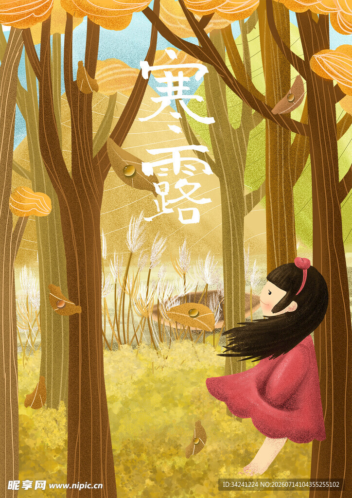寒露时节插画海报