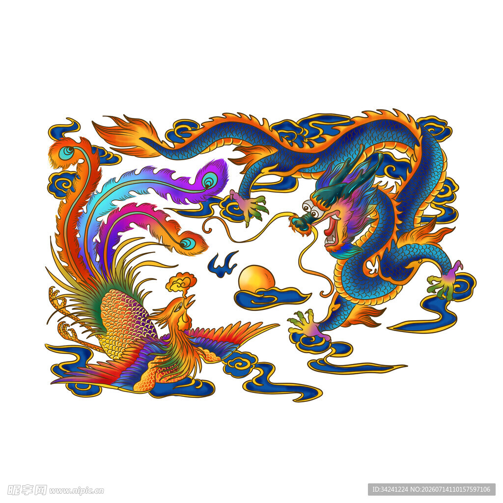 龙凤呈祥传统祥瑞图案