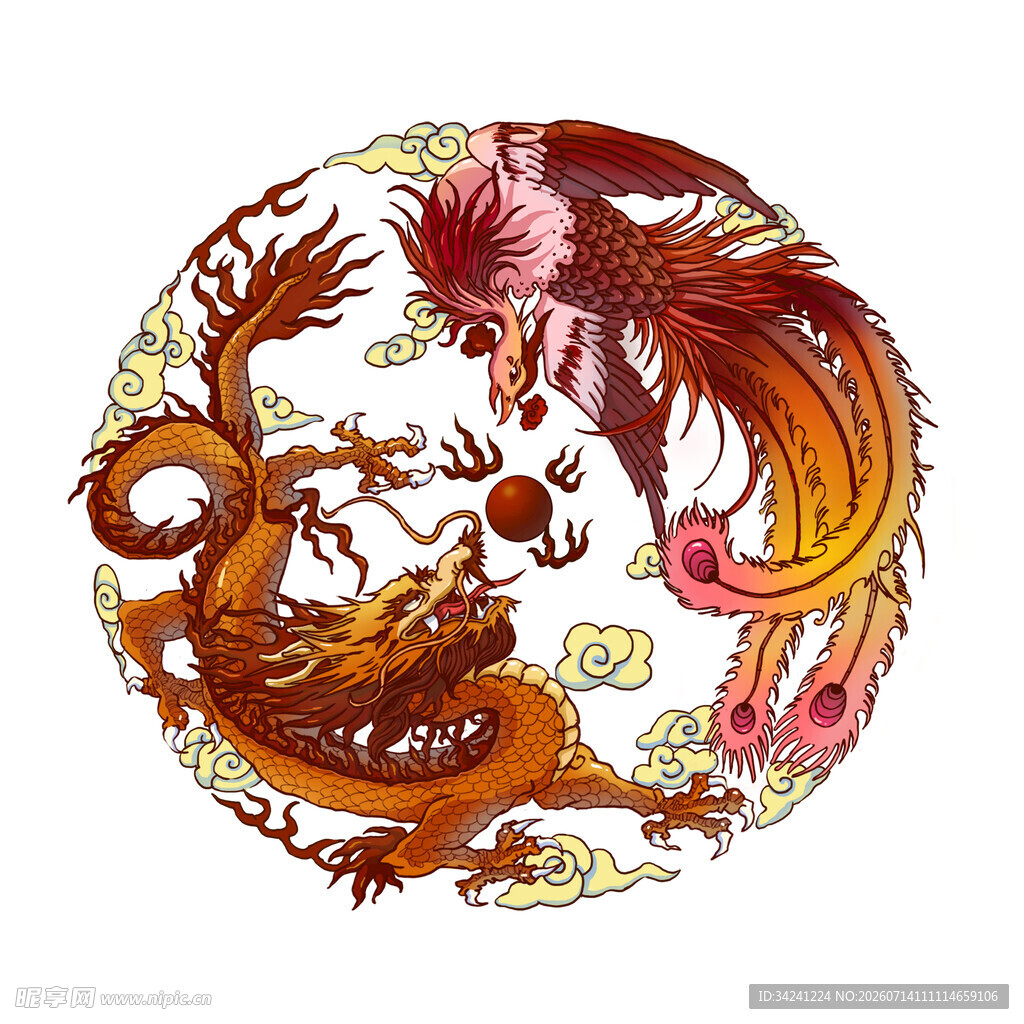 龙凤呈祥圆形精美图案