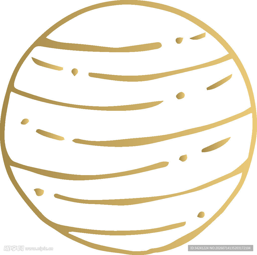 金色线条勾勒的星球图案