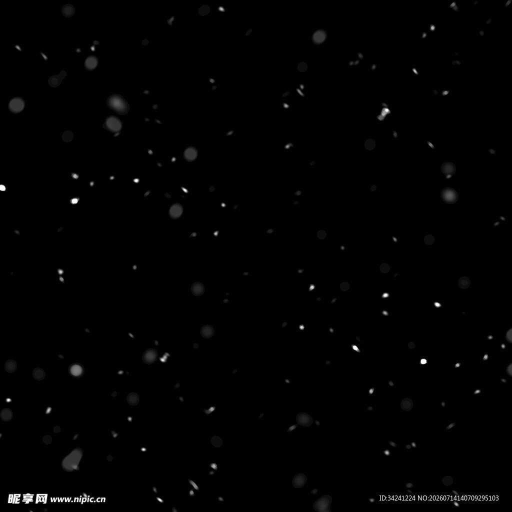 黑色背景下的飘雪景象