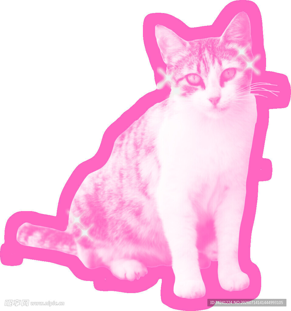 粉色轮廓猫咪形象