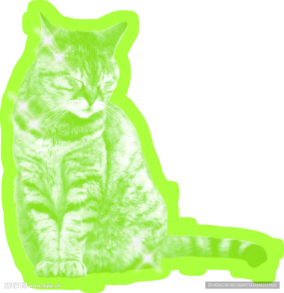 绿色猫咪剪影图案