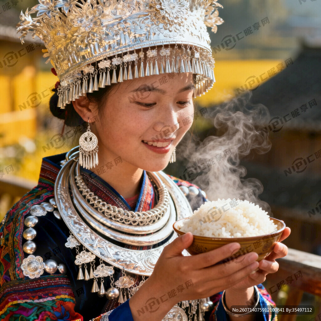 戴着银饰