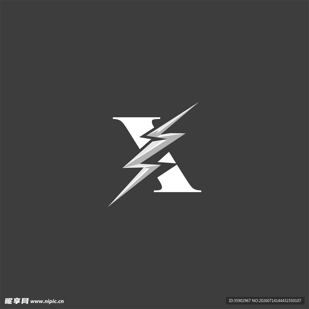 闪电风格字母X标志设计