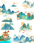 只此青绿中式山水风景元素大合集