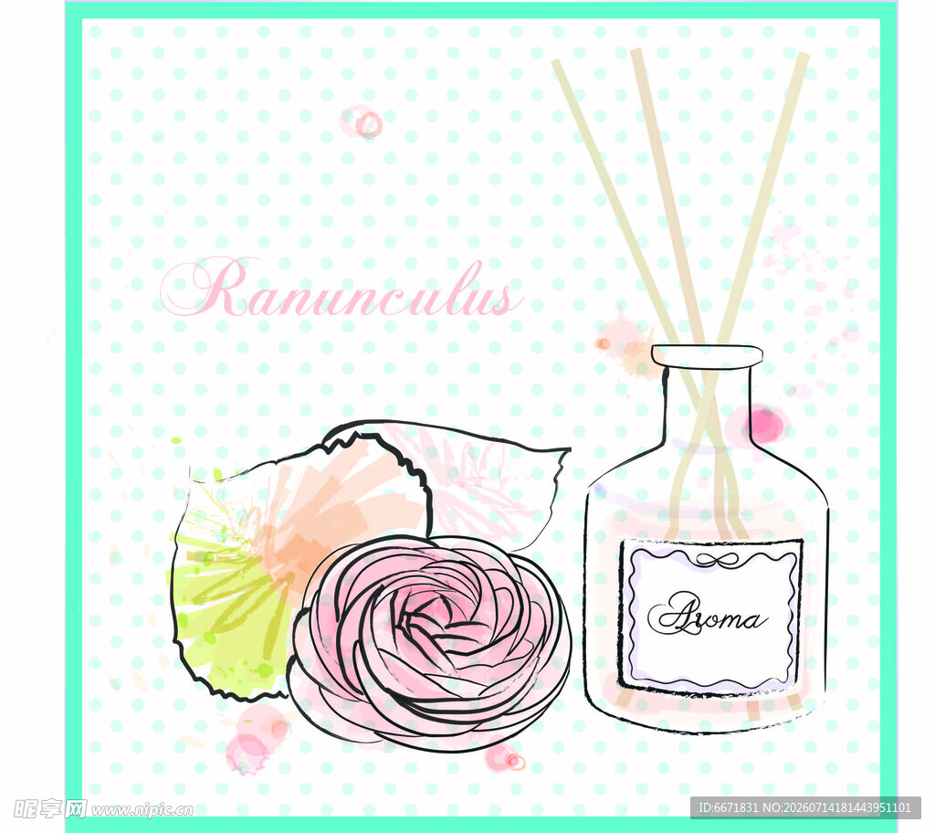 香薰插画 浪漫芬芳小物