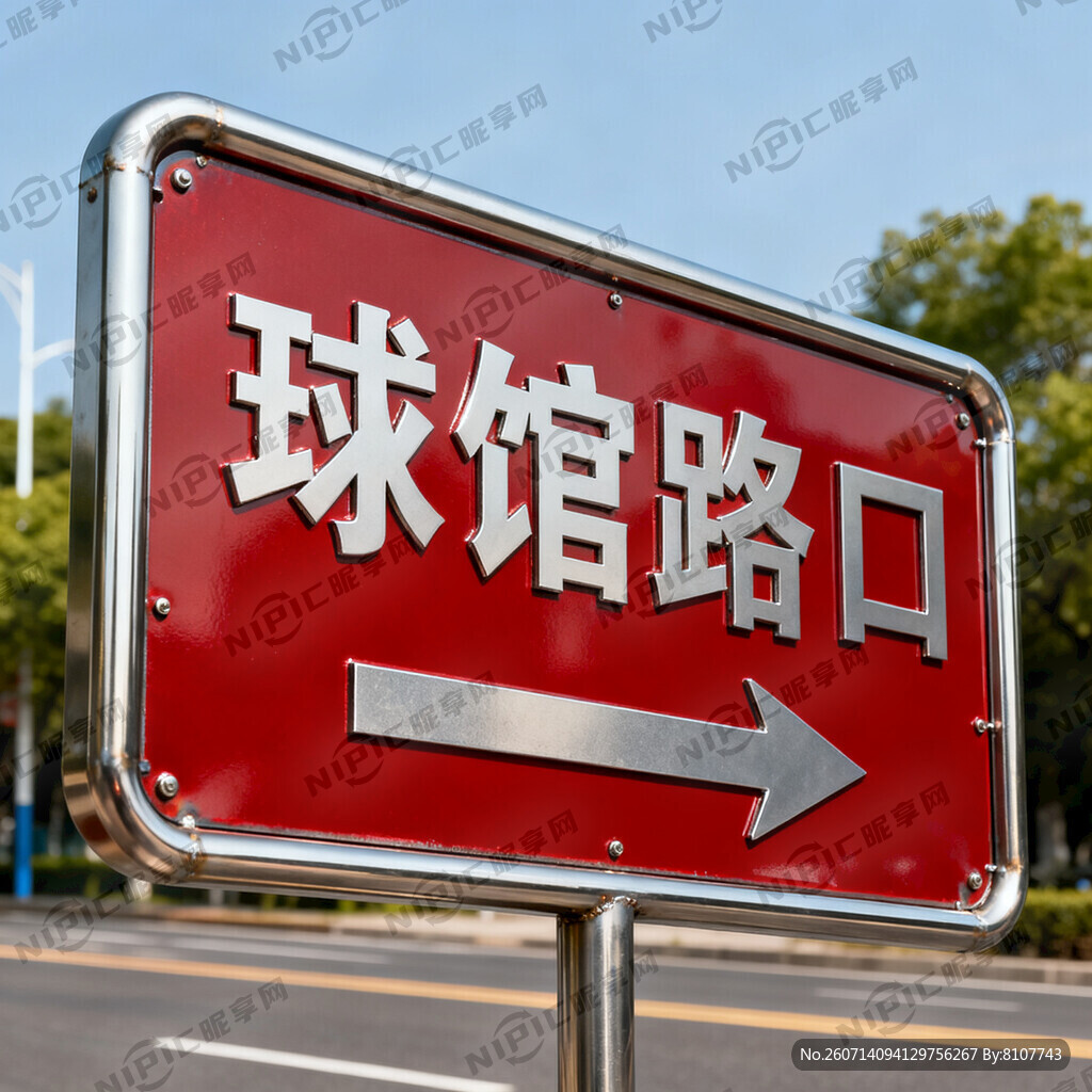 球馆路口  指引烤漆牌