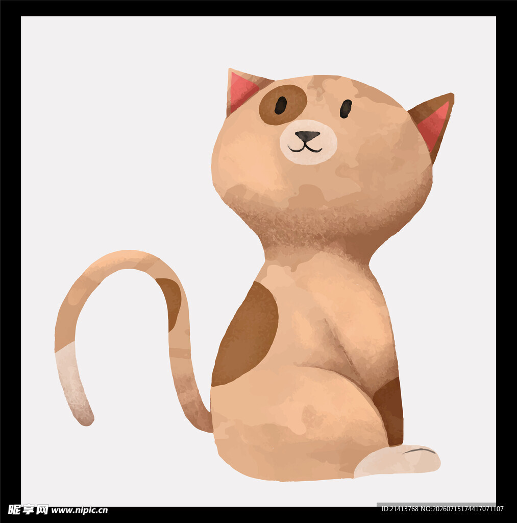 可爱坐姿猫咪插画