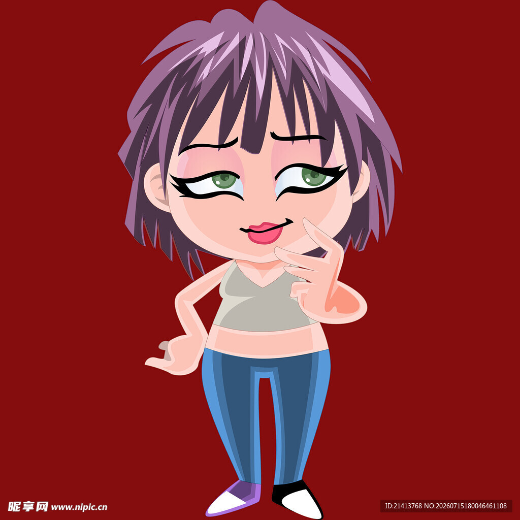 俏皮紫发女孩