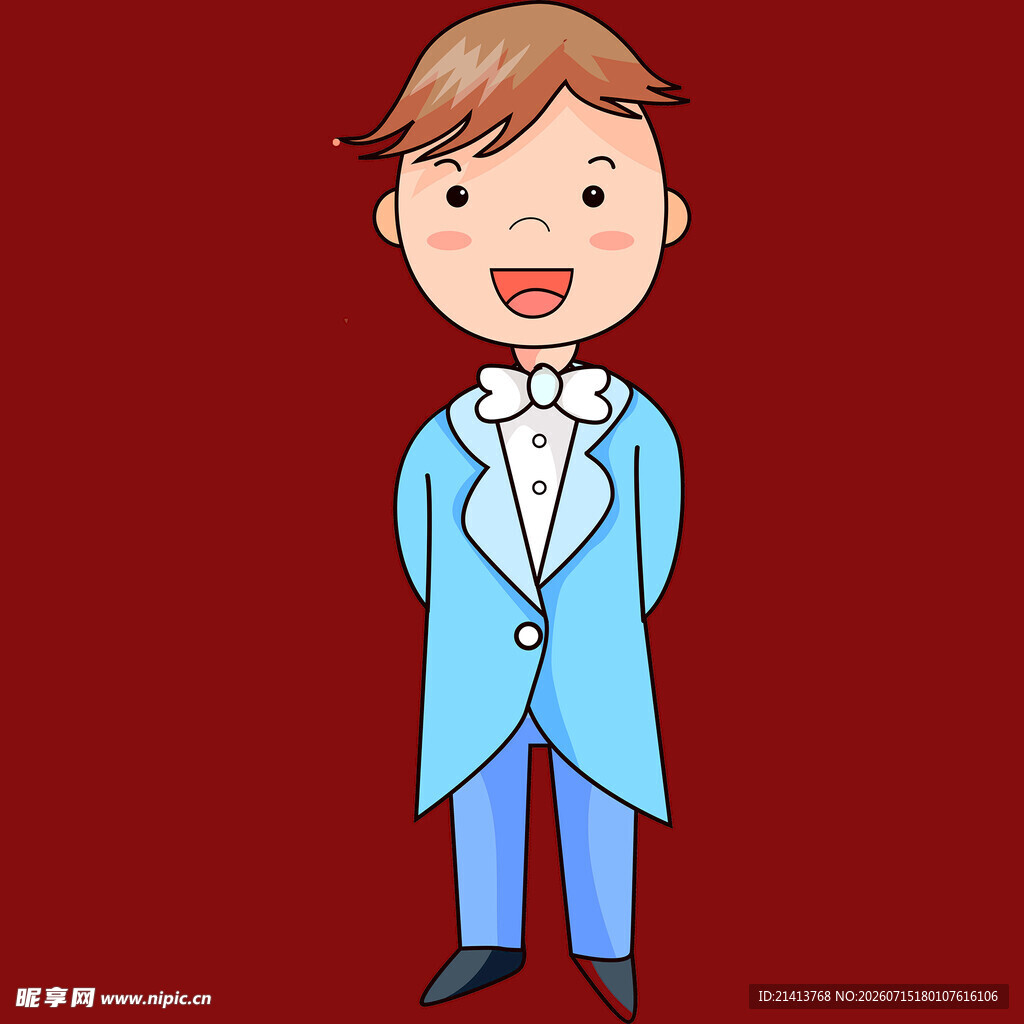 穿蓝色礼服的帅气男孩