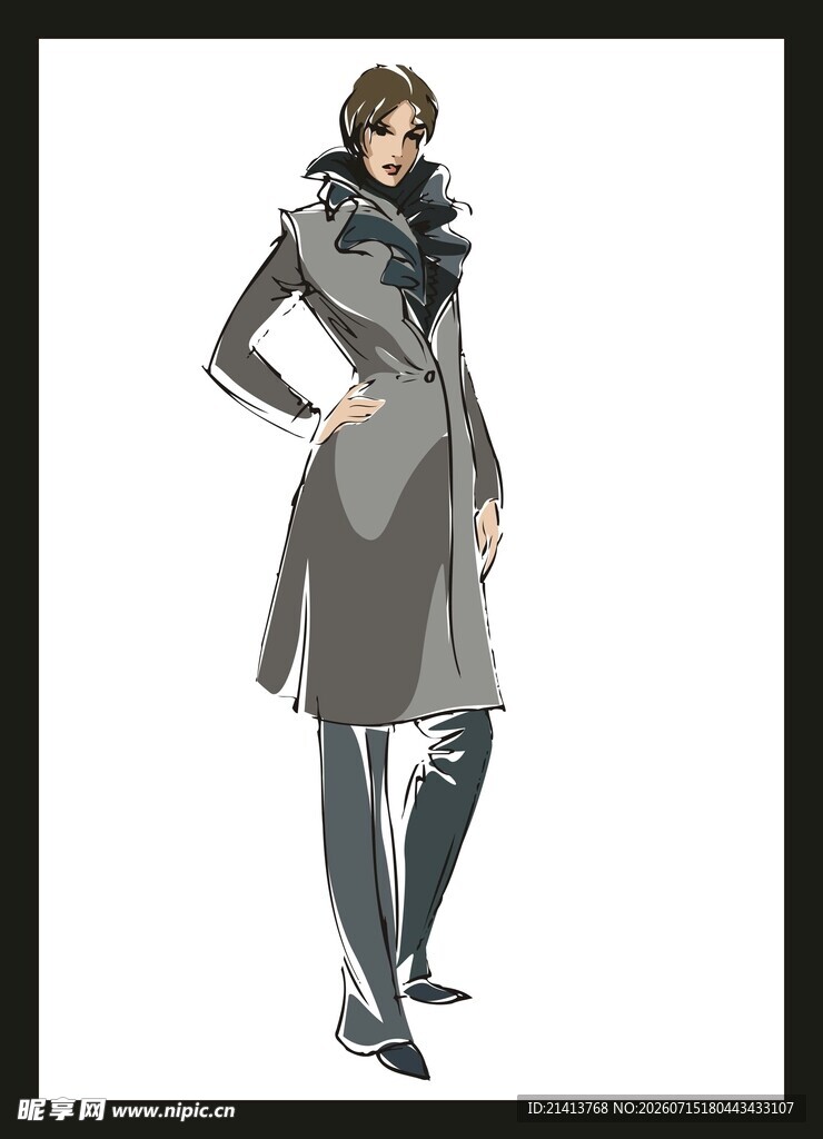 时尚女士秋冬服饰设计图