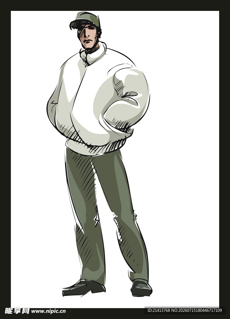 休闲装扮男子插画