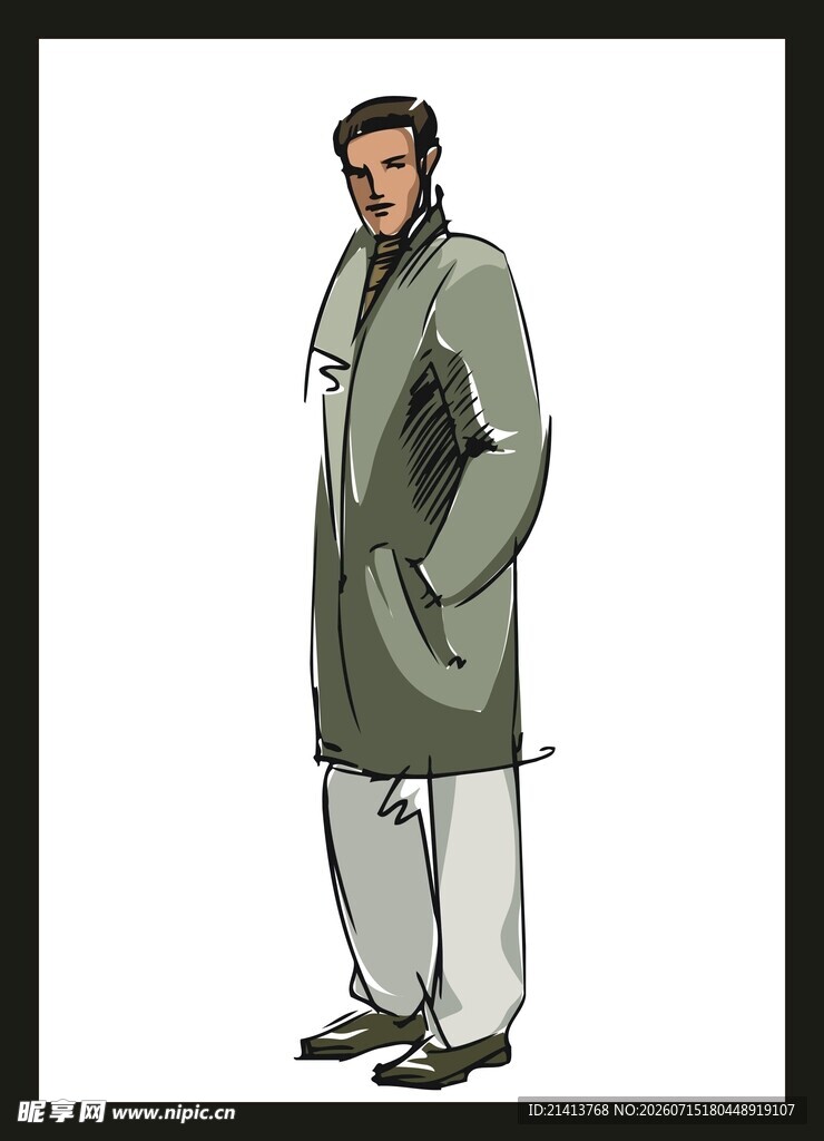 身着长款服饰的男士形象