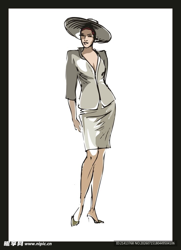 优雅女士时尚服饰设计图