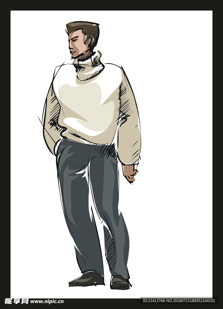 男士休闲服饰人物插画