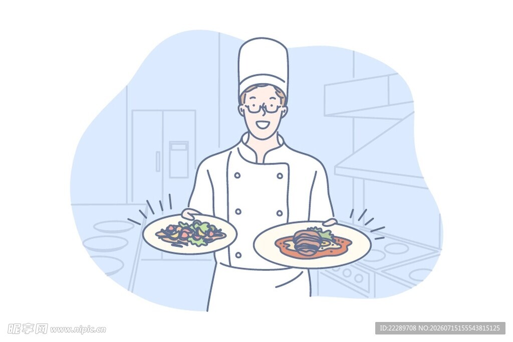 厨师双手端美食
