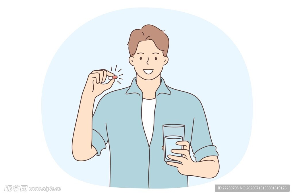 男士手持牙膏牙刷与水杯