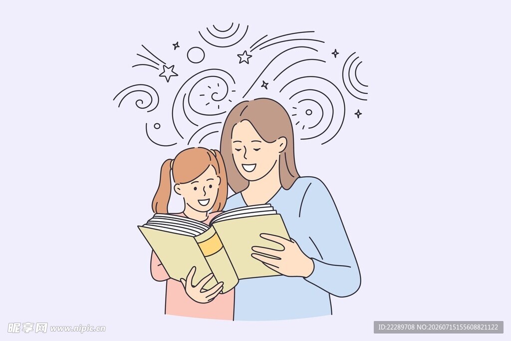 母女温馨共读时光