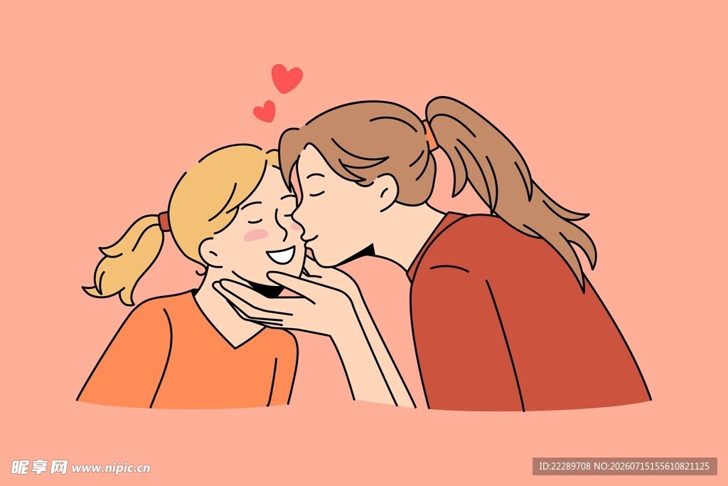 亲吻女孩的温馨瞬间