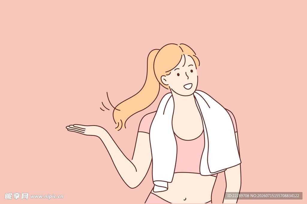 运动后休憩的活力女孩