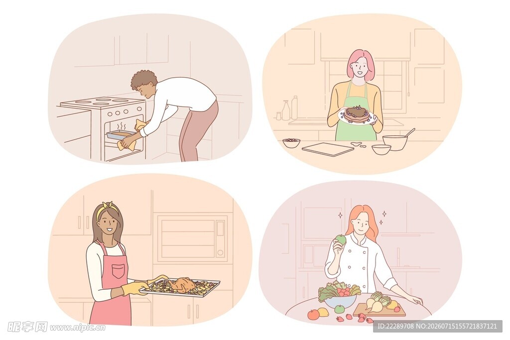 多样女性烹饪瞬间