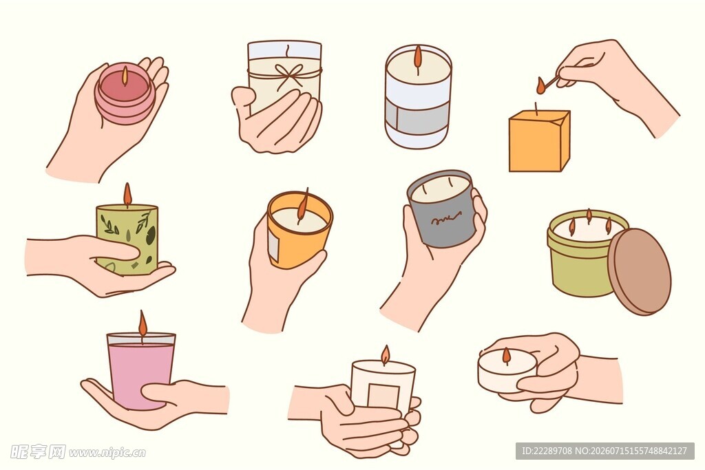 多样手持容器插画