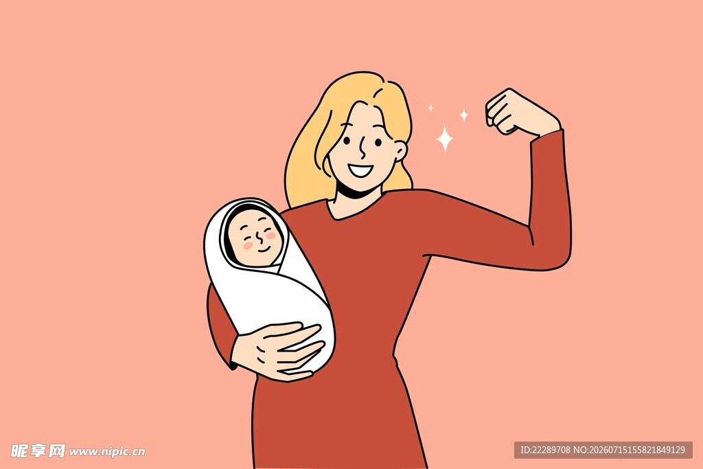 坚强妈妈怀抱新生宝宝