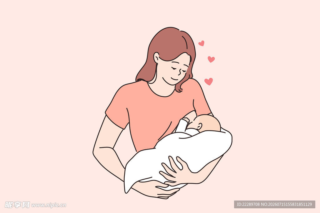 母亲温柔怀抱中的新生婴儿