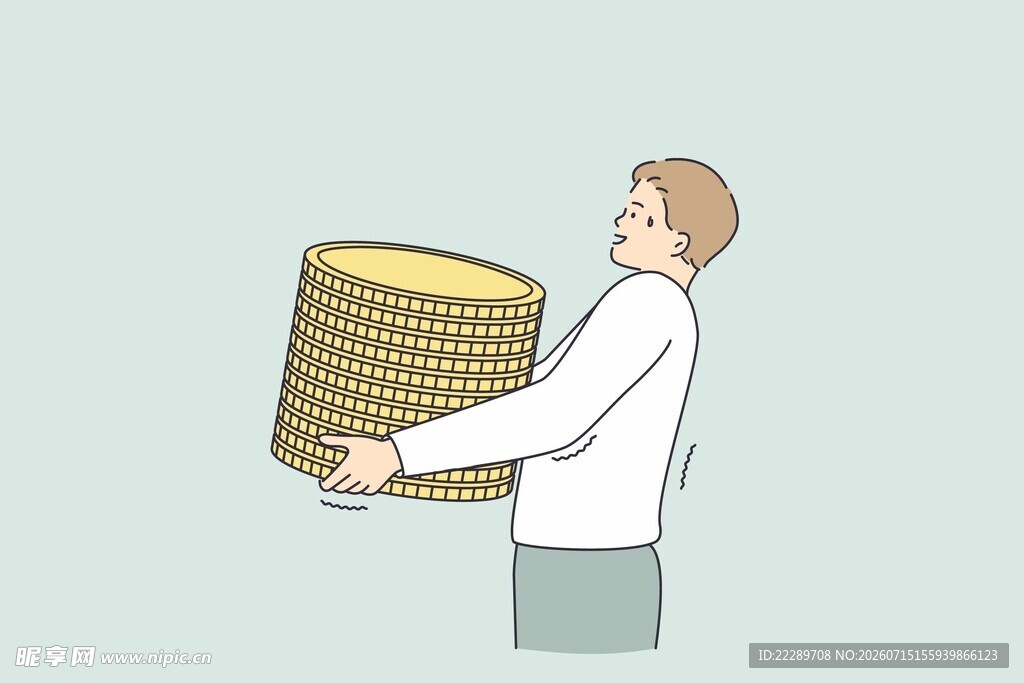 男子手持大量硬币