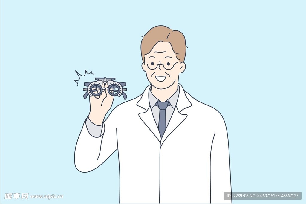 医生手持眼镜检查