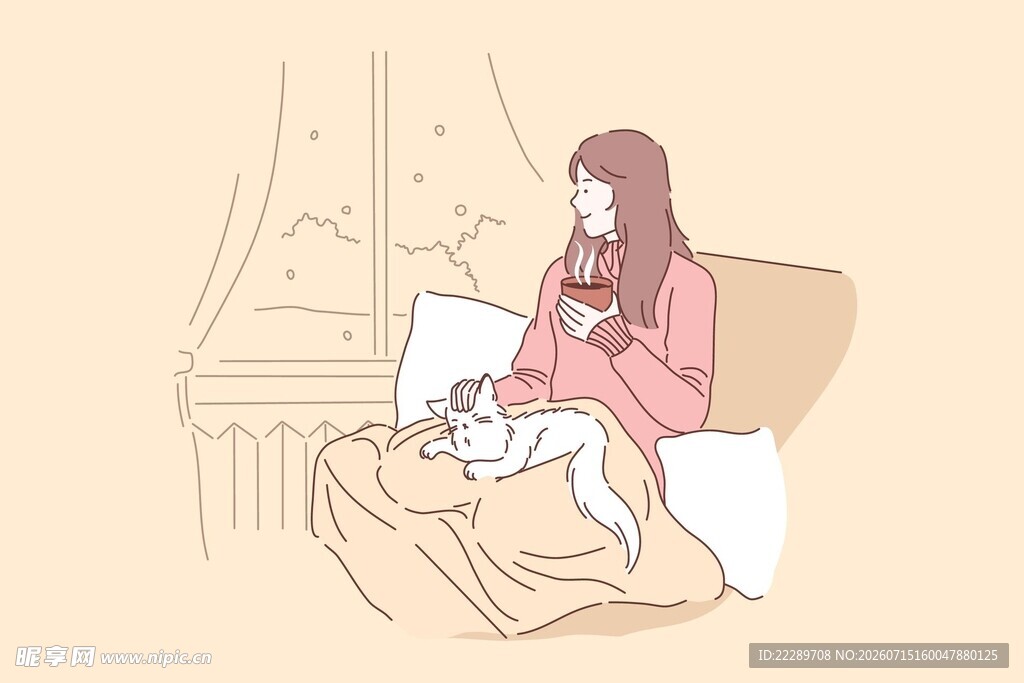 女孩温馨怀抱猫咪场景