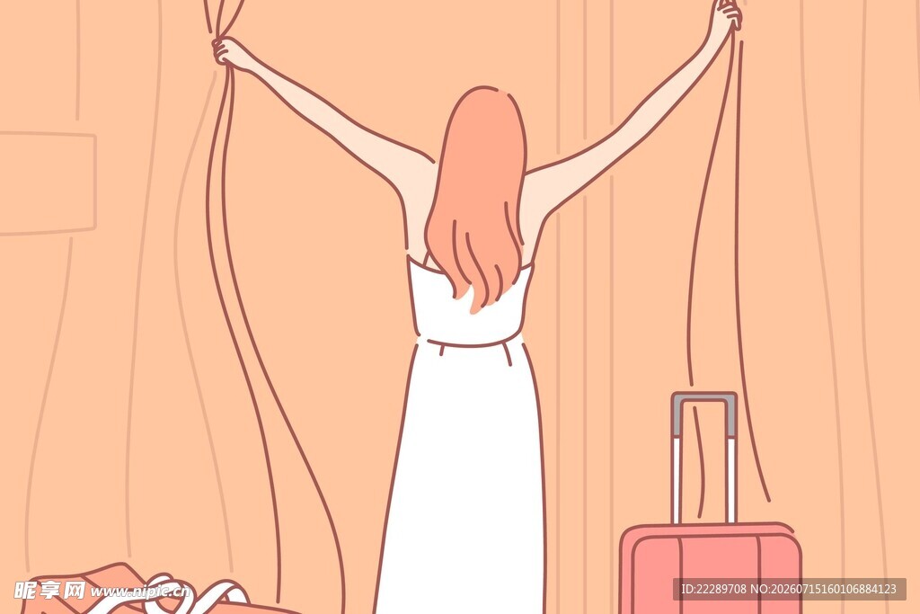 女子准备出行的背影
