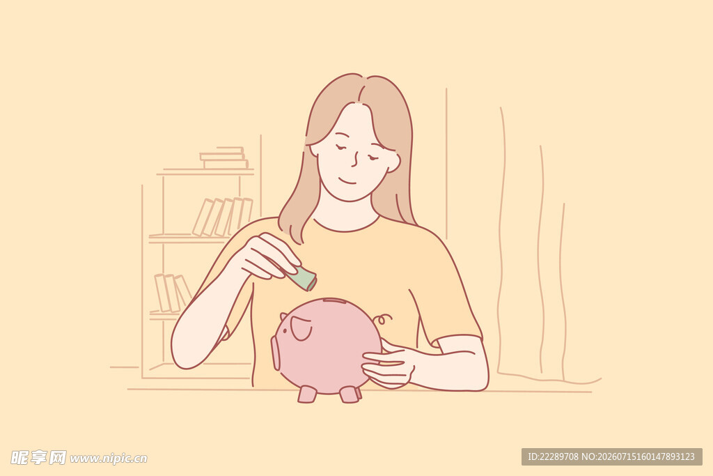 女孩往存钱罐投放硬币
