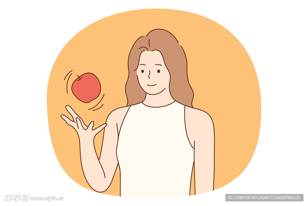 女子优雅托举红苹果