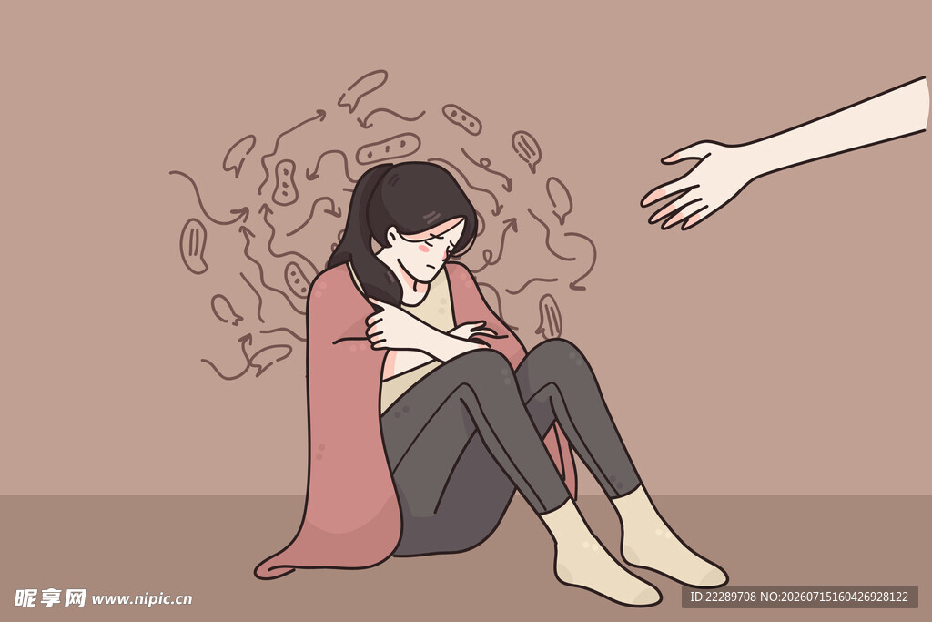 孤独女孩拒绝伸向她的手