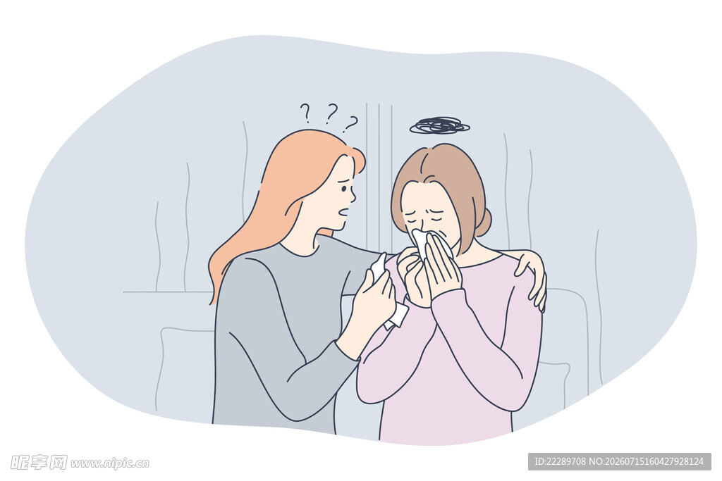 安慰沮丧女性的暖心场景