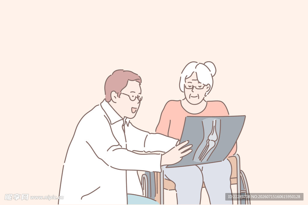 医生为老年患者讲解病情