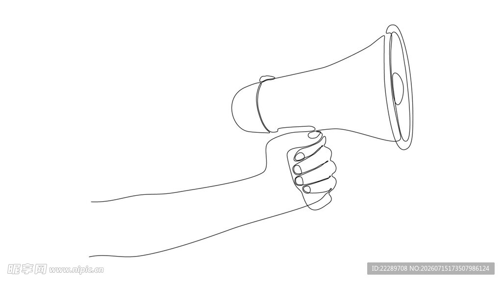 手举扩音器的线条画