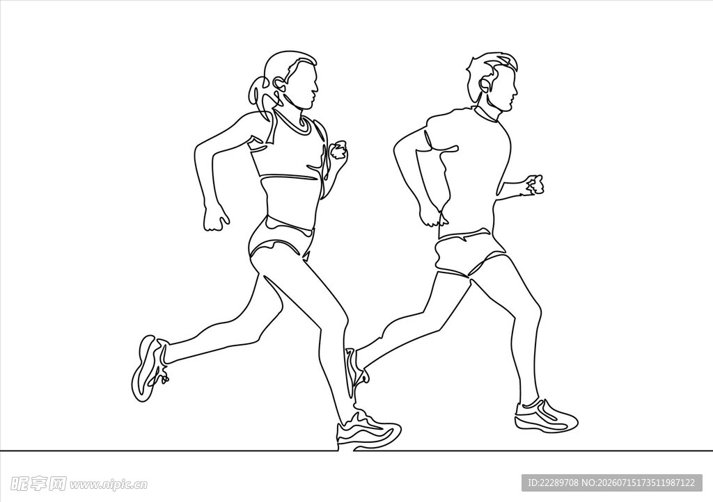 男女跑步姿态示意图