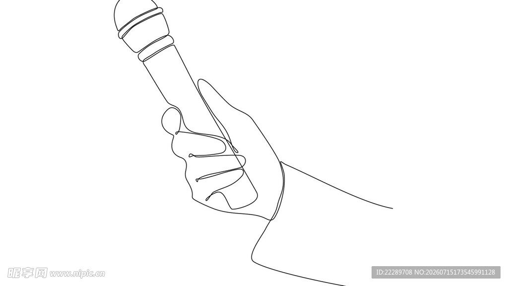 手持麦克风线条简笔画