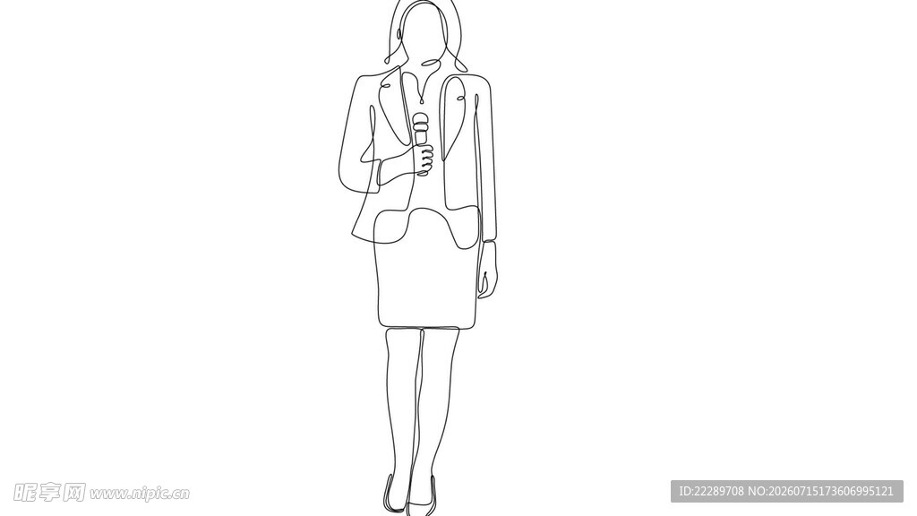 女性时尚职业装线条图