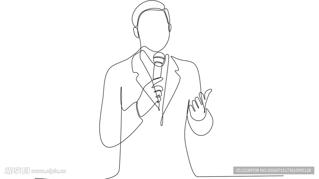 演讲者手势示意线条插画