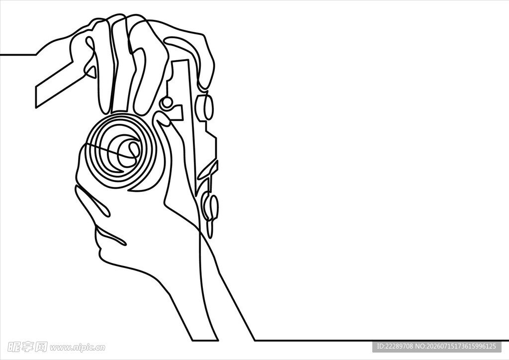 手持相机的手部线条画