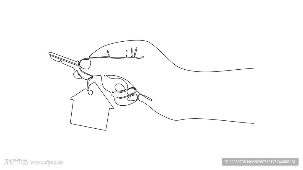 手系标签简约线条插画