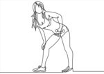 女性健身姿势线条勾勒图