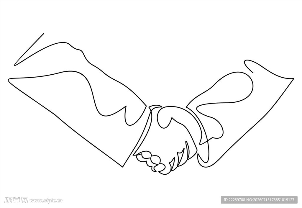 手牵手线条画