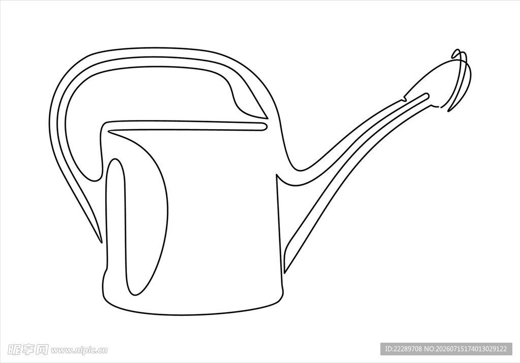 简约线条浇水壶插画